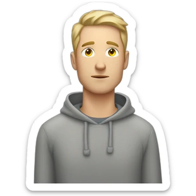 tired white man with very very very short hair in gray sweatshirt is tired  sticker