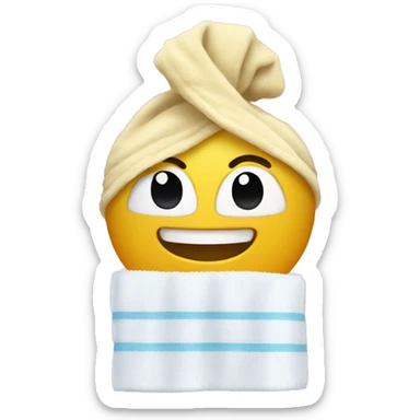 Smily face with towel on the head sticker