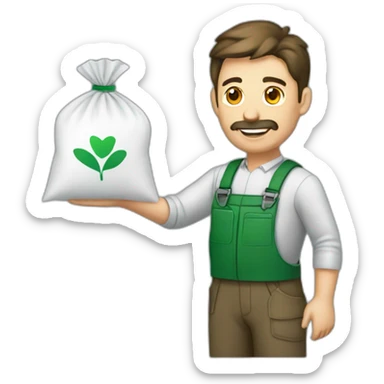 Agronomist holding a fertilizer bag sticker