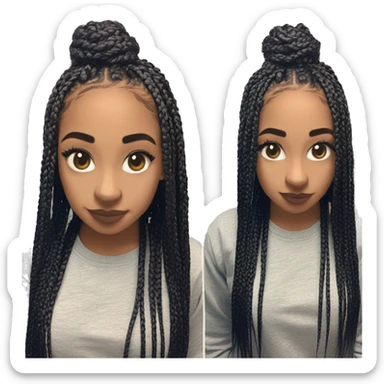 Mixed skin box braids cute styled  sticker