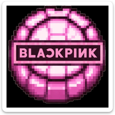 Add the BLACKPINK logo to the object, keep the style consistent with the original image. sticker