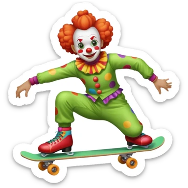 skater clown skating greenü sticker