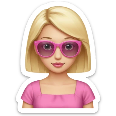 dior women with long blonde hair, pink dress, wear sun glasses sticker