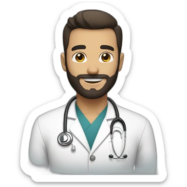 doctor - beard - smiles white skin color black hair on the head brown beard sticker