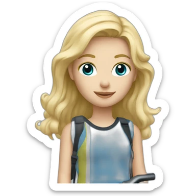 blond girl whit brompton blue sticker