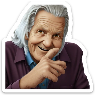 smiling old man in focus sticker