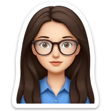 Pretty brunette long haired woman with glasses sticker