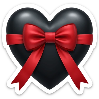 Black heart with black bow, explore sticker