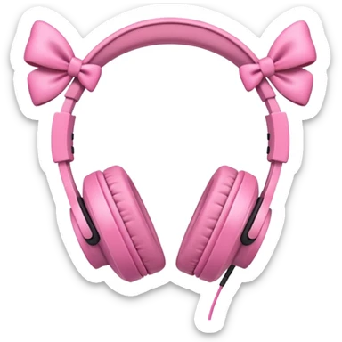 pink headphones with bows, simple and cute emoji style sticker