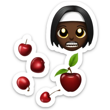 black aesthetics, girls, red, cherry, coffee, horror movies, scream, knife, saw, black sun. sticker