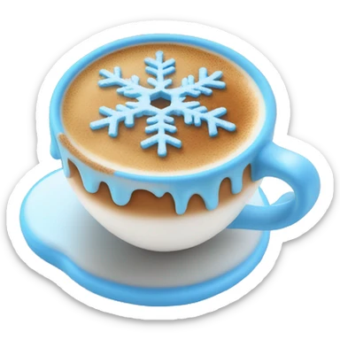 Cappuccino with a blue snowflake on foam sticker
