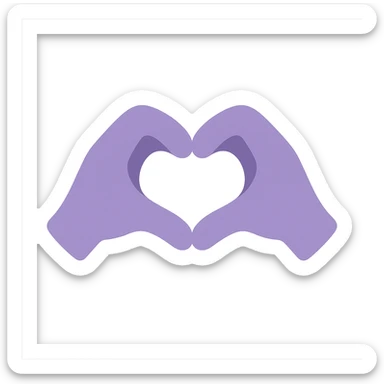 A dull purple Heart Hands sticker