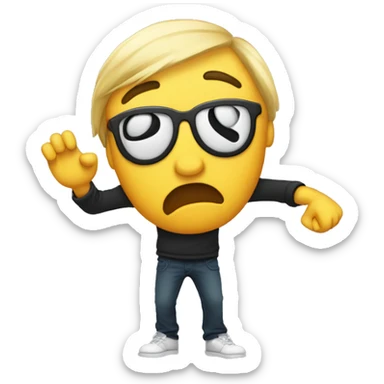 emoji with hand behind it head like dabbing but behind sticker