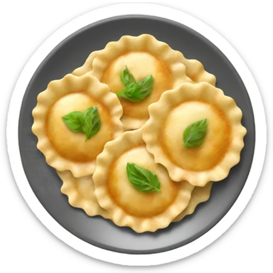 Plate of ravioli with sauce sticker