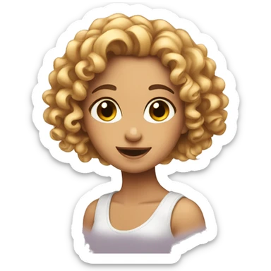 a girl emoji that is so beatiful with curly ha sticker