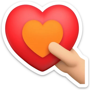 Hand holding heart emoji with a orange heart inside sticker