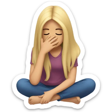 girl ashamed of herself of hiding face in hands sticker