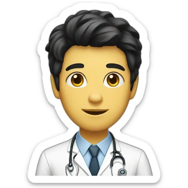 The Young doctor with black hair yellow face sticker