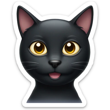Black cat , face only, with a smirk on his face, and halo around his head sticker