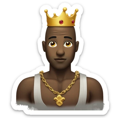 black bald man with crown on its head sweating with no shirt sticker