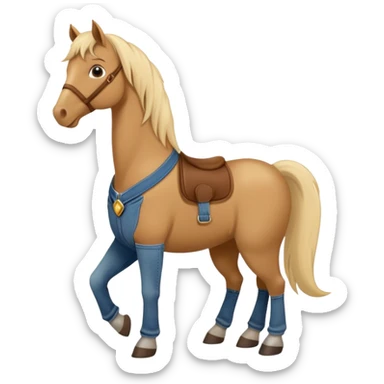 friendly anthropomorphised stallion in jeans and a t-shirt, standard pose sticker
