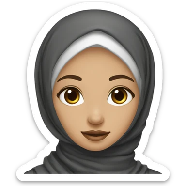 European with curly black hairs plus hijabi girl light skin  sticker