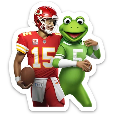patrick mahomes kermit the frog sticker