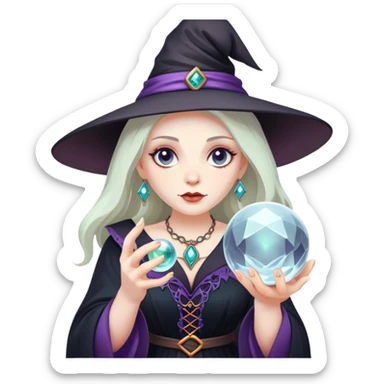 witch with a crystal ball sticker