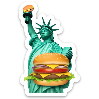 Statue of Liberty with a burger  sticker