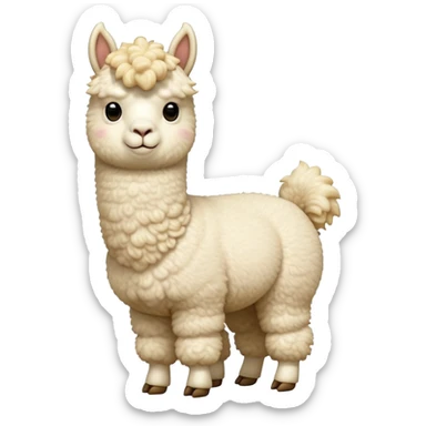cinematic-[cream alpaca]-realistic-full-body-standing-emoji,-tail-flicking-lazily,-head-tilted-dramatically,-curly-[cream]-fur,-simplified-yet-realistic-focused-features,-highly-detailed,-glowing-with-an-almost-sarcastic-glow sticker