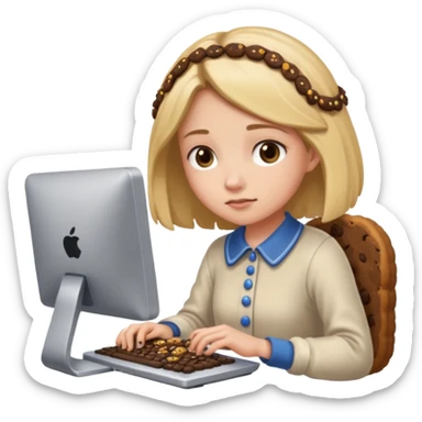cookie clicker addict girl at computer sticker