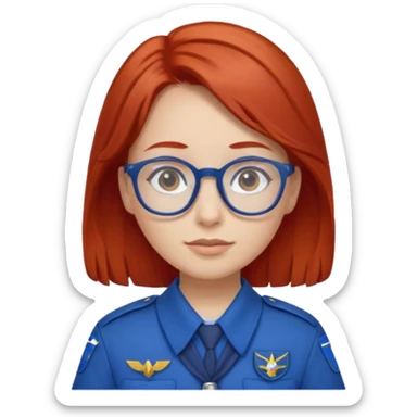 scout girl with blue scout uniform, red haired and glassess sticker
