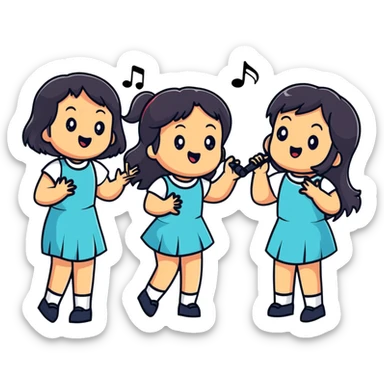 3 dark haired girls singing in a car sticker