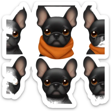 Black frenchie with burnt orange blanket  sticker