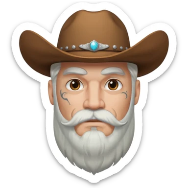 muscular tattooed on face and mustached cowboy long white hair and beard  sticker