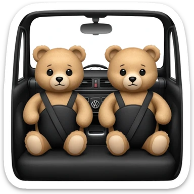 Two teddy bears in black Volkswagen  sticker