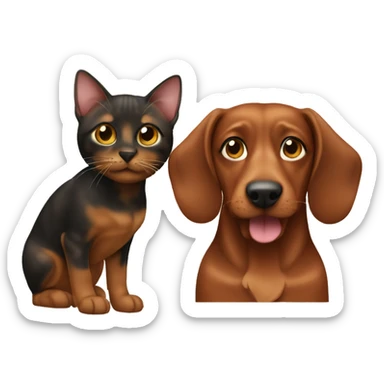 Teckel and cat brown  sticker