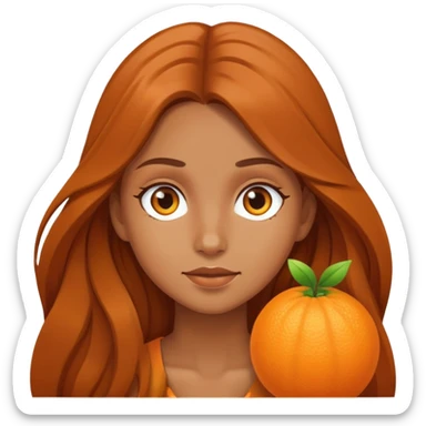 orange girl with long brown hair sticker