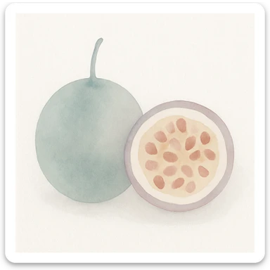 a passionfruit in a painterly watercolor style sticker
