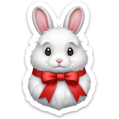 Red ribbon rabbit sticker