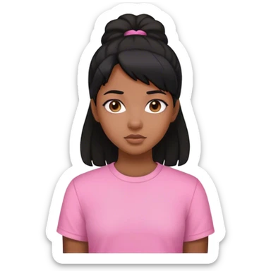 Black tenage girl with black hair and a pink shirt  sticker
