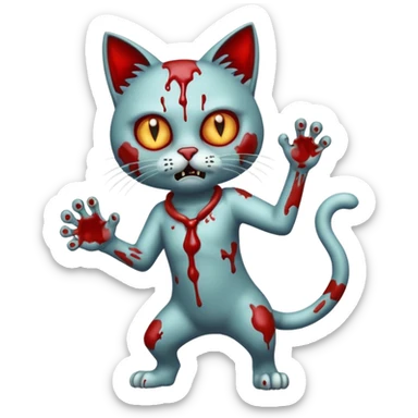 bloody  zombie cat full body with action pose sticker