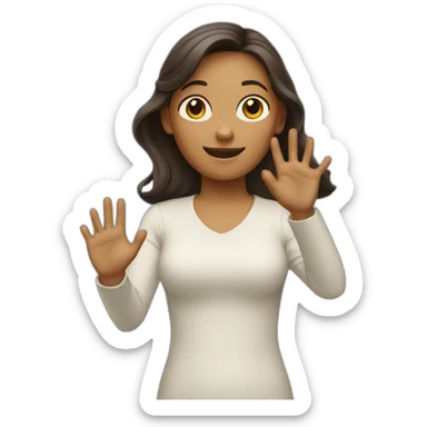 Waving woman has eight fingers sticker