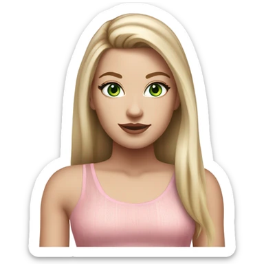 Realistic White girl with Long straight blonde hair, green eyes, tattoos, full body wearing pink tulle dress sticker