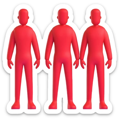 three red shadow silhouettes standing together sticker
