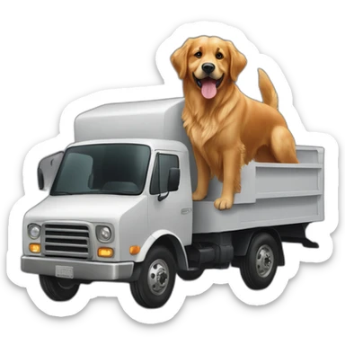 Golden retriever and a rottweiller in a moving truck sticker