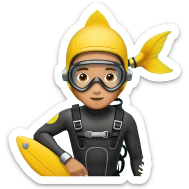 Diver + yellow fins,Coral Diver. sticker