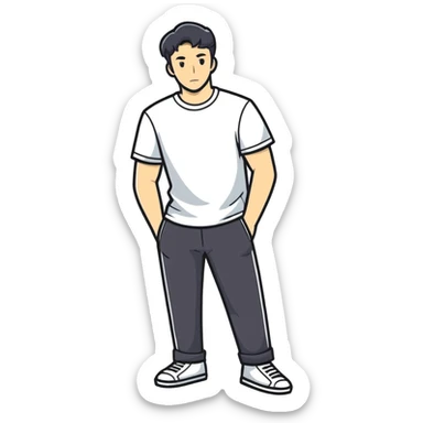 Man wearing a t shirt and pants sticker