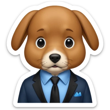 brown dog with black tie,blue shirt sticker