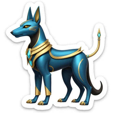 Futuristic Anubis-Vernid-Primagen-Protogen-Fakémon-Pokémon-creature-fusion (full body) sticker